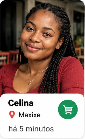 Celina Nhantumbo, Maxixe — cartão com fotografia, localização, tempo e ícone