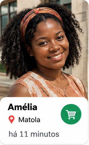 Amélia Cossa, Matola — cartão com fotografia, localização, tempo e ícone