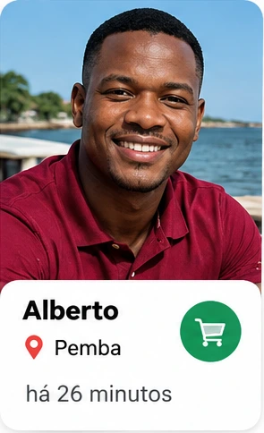 Alberto Jamal, Pemba — cartão com fotografia, localização, tempo e ícone